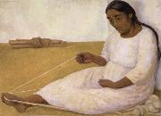 Diego Rivera indian spinning oil painting artist